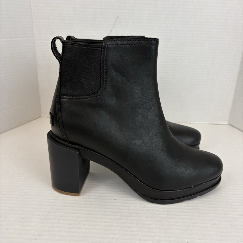 Sorel Blake Women's Size 10 Black Leather Chelsea Platform Heeled Ankle Boots - Picture 3 of 12